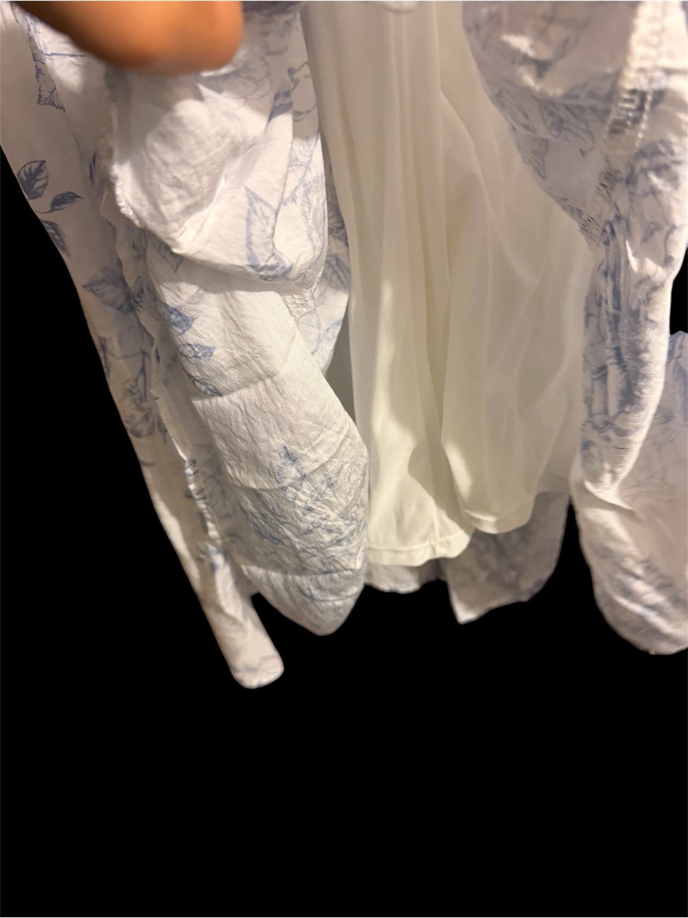 White and Blue Floral Sundress with Tie Straps - Picture 7 of 7